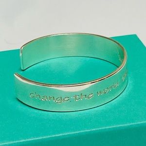 Rustic Cuff, Silver Cuff Bracelet - Change the world one act a time.